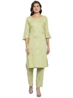 Green plain rayon kurtas-and-kurtis 1
