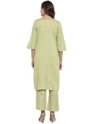 Green plain rayon kurtas-and-kurtis 2