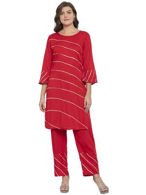 Red plain rayon kurtas-and-kurtis 1