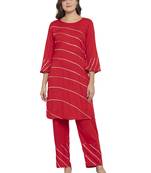 Red plain rayon kurtas-and-kurtis