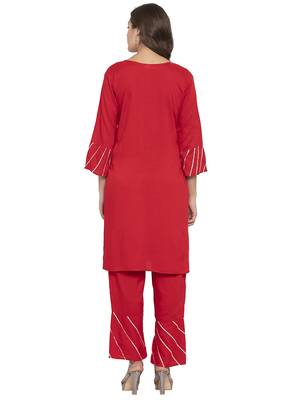 Red plain rayon kurtas-and-kurtis 2