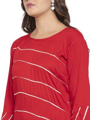 Red plain rayon kurtas-and-kurtis 4