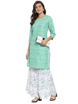 Green printed cotton kurtas-and-kurtis 3