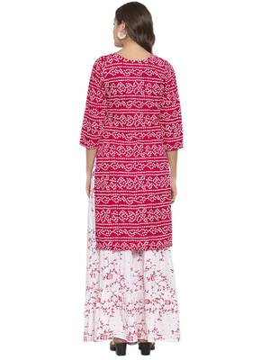 Magenta printed cotton kurtas-and-kurtis 2
