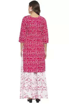 Magenta printed cotton kurtas-and-kurtis
