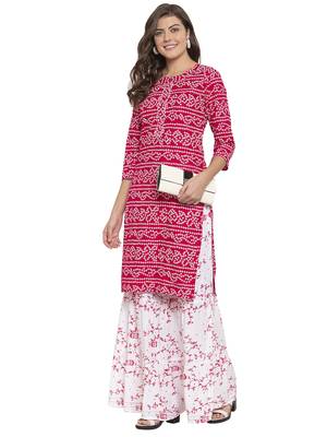 Magenta printed cotton kurtas-and-kurtis 3