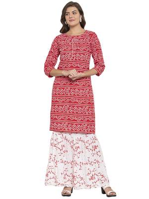 Red printed cotton kurtas-and-kurtis 1