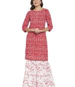 Red printed cotton kurtas-and-kurtis