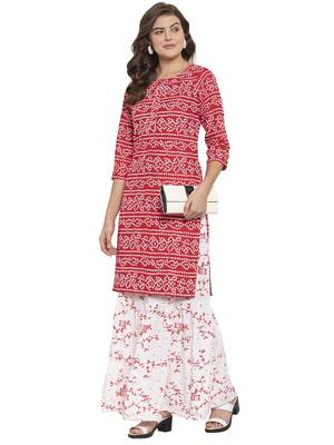 Red printed cotton kurtas-and-kurtis 3