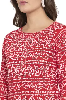 Red printed cotton kurtas-and-kurtis