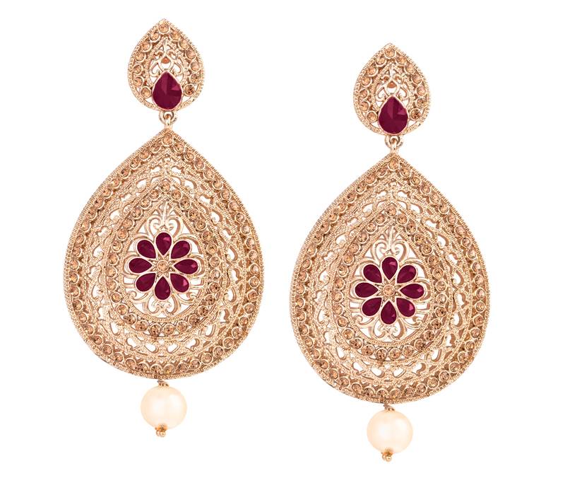 Maroon diamond earrings