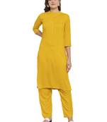 Mustard plain rayon kurtas-and-kurtis