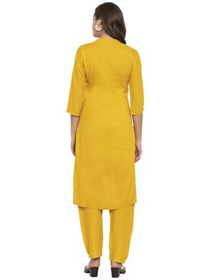 Mustard plain rayon kurtas-and-kurtis 2