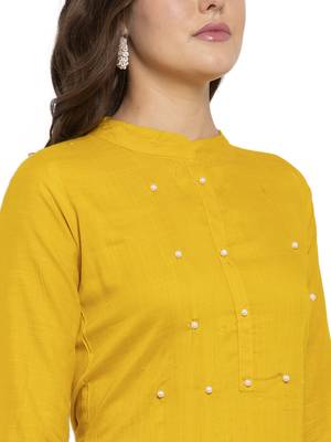 Mustard plain rayon kurtas-and-kurtis 4