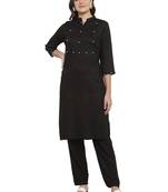 Black plain rayon kurtas-and-kurtis