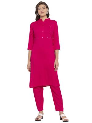 Magenta plain rayon kurtas-and-kurtis 1