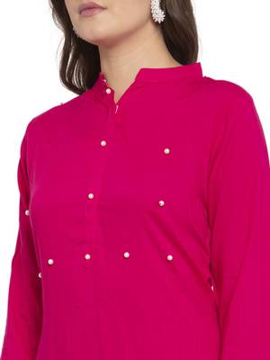 Magenta plain rayon kurtas-and-kurtis 4