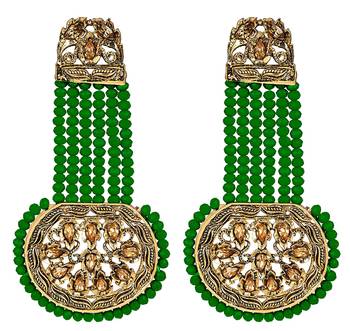 Green crystal earrings 1
