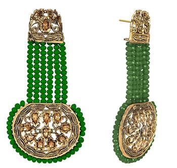 Green crystal earrings 2