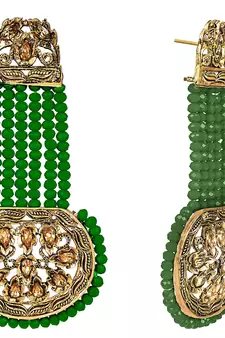 Green crystal earrings