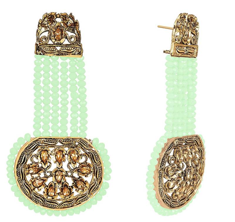 Green crystal earrings