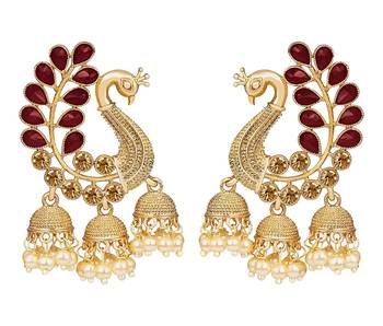 Maroon diamond earrings 1