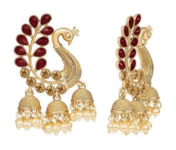 Maroon diamond earrings 2