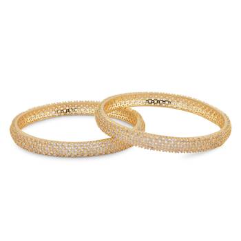 Gold Plated American Diamond Set of 2 Bangles 2