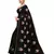 Black Floral Embroidered Art Silk Saree With Blouse For Women