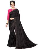 Black Stone Work Embroidered Art Silk Saree With Blouse For Women
