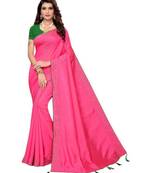 Pink Stone Work Embroidered Art Silk Saree With Blouse For Women
