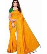 Yellow Stone Work Embroidered Art Silk Saree With Blouse For Women