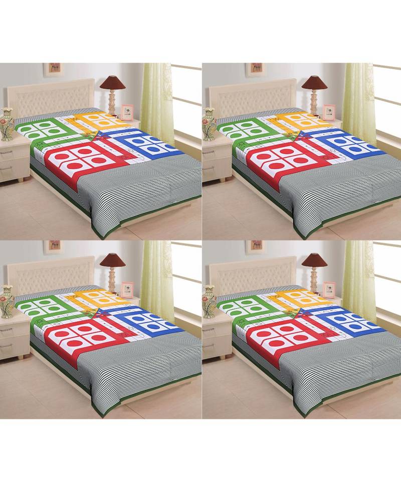 Texstylers 100% Cotton Printed Jaipuri Single Bedhseet(Pack of 2)