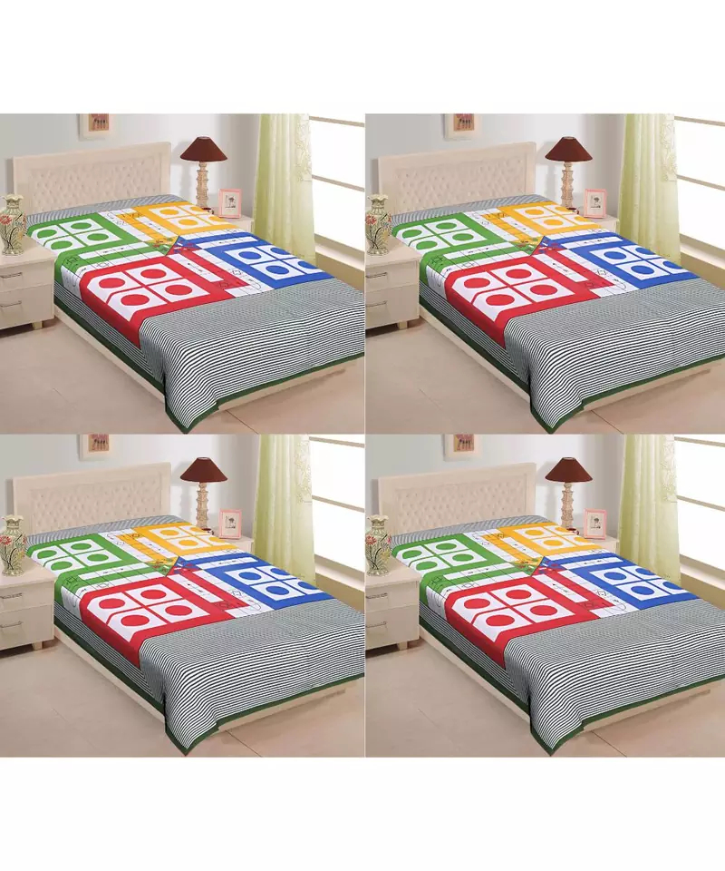 Texstylers 100% Cotton Printed Jaipuri Single Bedhseet(Pack of 2)