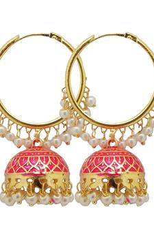 9blings Pink pearl Jhumki Bali earrings