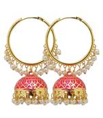 9blings Pink pearl Jhumki Bali earrings