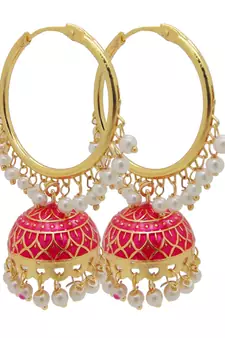 9blings Pink pearl Jhumki Bali earrings