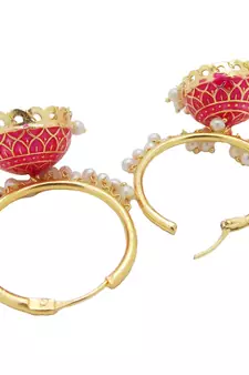 9blings Pink pearl Jhumki Bali earrings