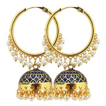 9blings Blue pearl jhumki Bali earrings 1