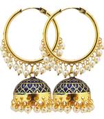 9blings Blue pearl jhumki Bali earrings