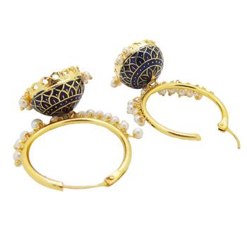 9blings Blue pearl jhumki Bali earrings 3