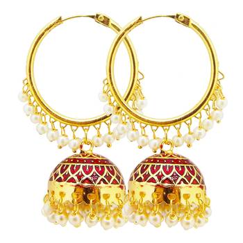 9blings Maroon pearl Jhumki Bali earrings 1