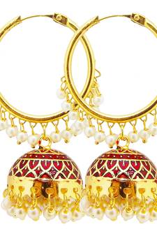 9blings Maroon pearl Jhumki Bali earrings