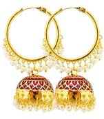 9blings Maroon pearl Jhumki Bali earrings