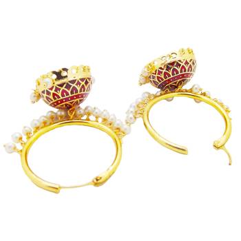 9blings Maroon pearl Jhumki Bali earrings 3