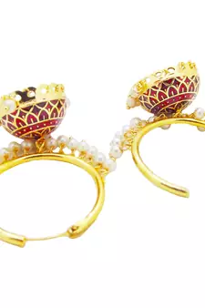 9blings Maroon pearl Jhumki Bali earrings