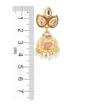 9blings Peach Kundan pearl Jhumki earrings 3