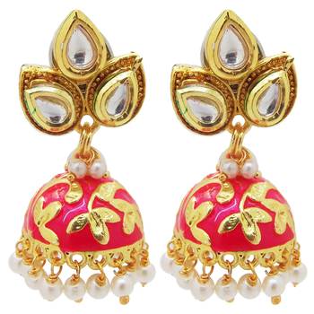 Pink pearl earrings 1