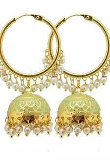 9blings Mint Green Jhumki Bali pearl earrings