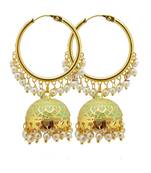 9blings Mint Green Jhumki Bali pearl earrings